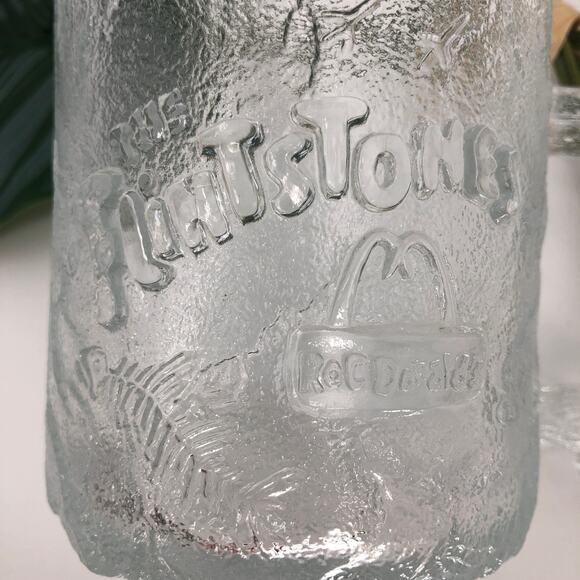 Vintage 93 Flintstones McDonalds Frosted Clear Glass USA Made PreDawn Coffee Mug - Picture 4 of 8